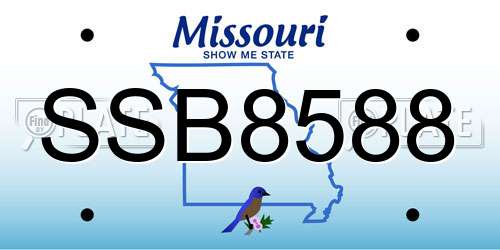 SSB8588 Missouri License Plate