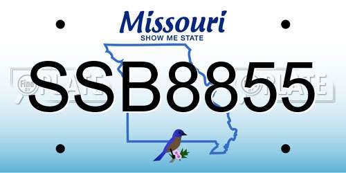 SSB8855 Missouri License Plate