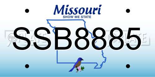 SSB8885 Missouri License Plate