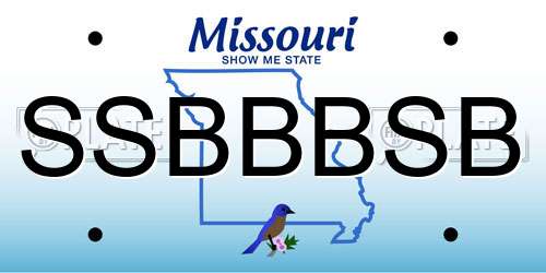 SSBBBSB Missouri License Plate