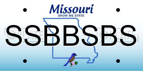 SSBBSBS Missouri License Plate