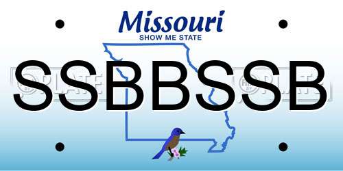 SSBBSSB Missouri License Plate