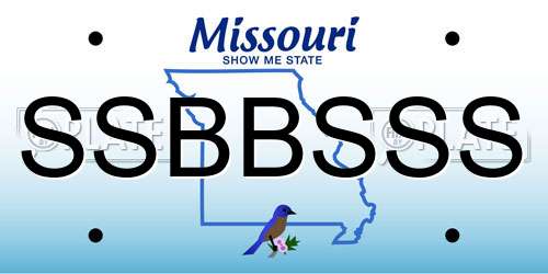 SSBBSSS Missouri License Plate