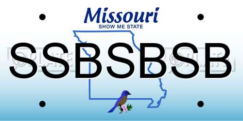 SSBSBSB Missouri License Plate