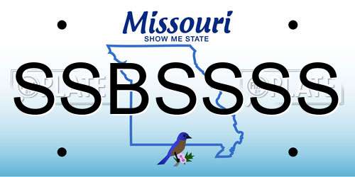 SSBSSSS Missouri License Plate