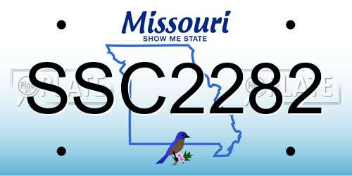 SSC2282 Missouri License Plate