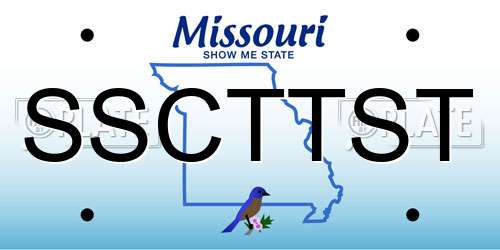 SSCTTST Missouri License Plate