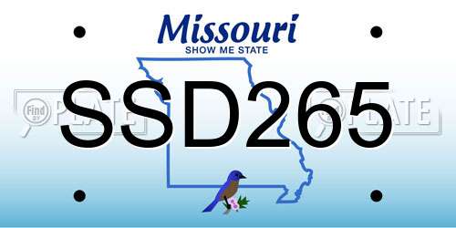 SSD265 Missouri License Plate