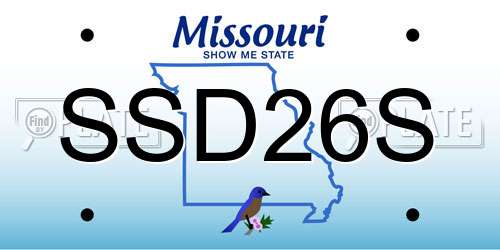 SSD26S Missouri License Plate