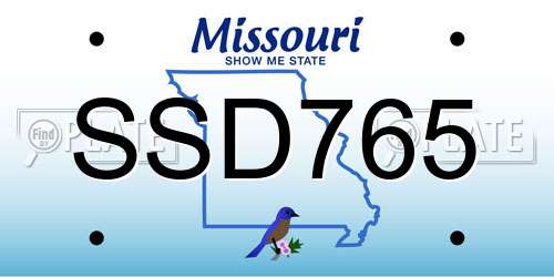 SSD765 Missouri License Plate