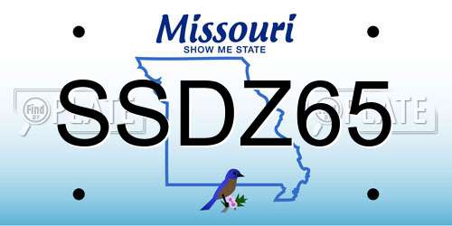 SSDZ65 Missouri License Plate