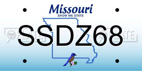 SSDZ68 Missouri License Plate