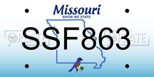 SSF863 Missouri License Plate