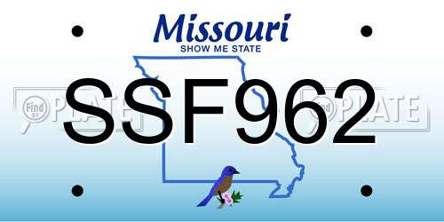 SSF962 Missouri License Plate