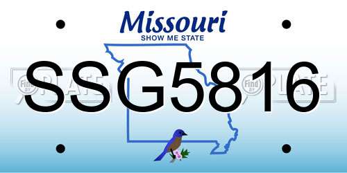 SSG5816 Missouri License Plate