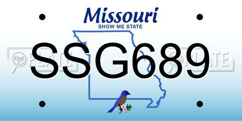 SSG689 Missouri License Plate