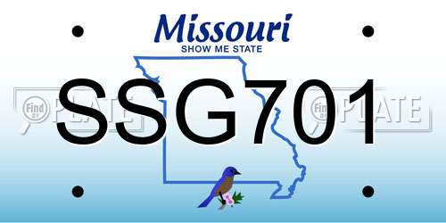 SSG701 Missouri License Plate