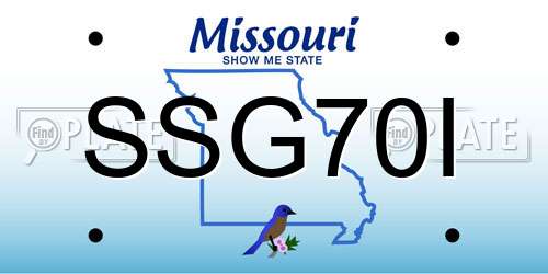 SSG70I Missouri License Plate