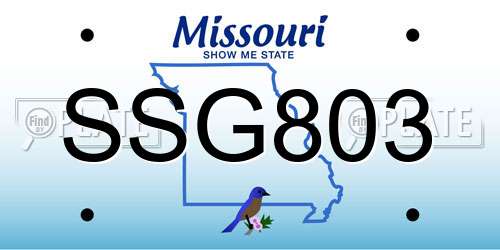 SSG803 Missouri License Plate