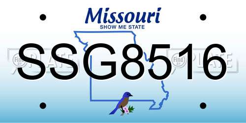 SSG8516 Missouri License Plate