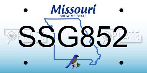 SSG852 Missouri License Plate