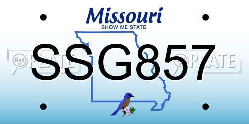 SSG857 Missouri License Plate