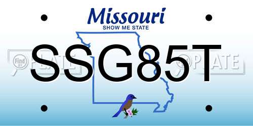 SSG85T Missouri License Plate