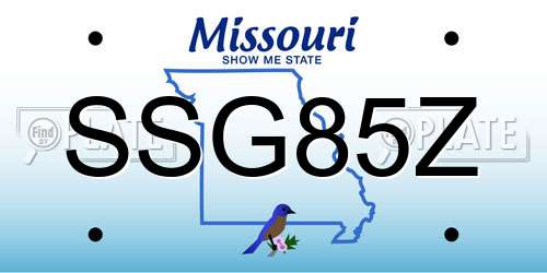 SSG85Z Missouri License Plate