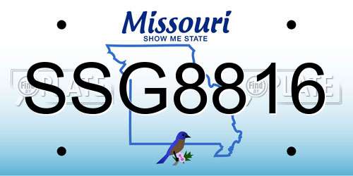 SSG8816 Missouri License Plate