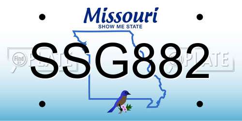 SSG882 Missouri License Plate