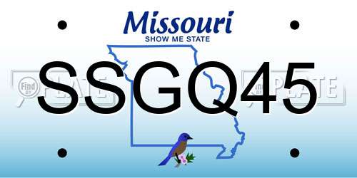 SSGQ45 Missouri License Plate