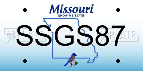 SSGS87 Missouri License Plate
