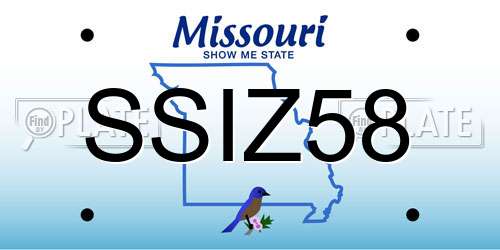 SSIZ58 Missouri License Plate