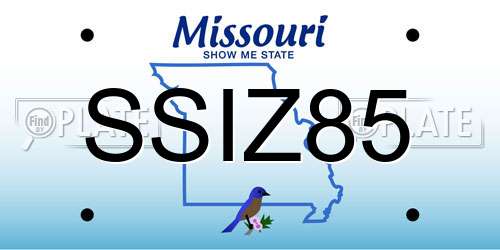 SSIZ85 Missouri License Plate