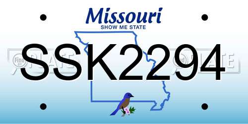SSK2294 Missouri License Plate
