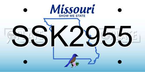 SSK2955 Missouri License Plate