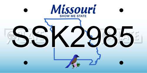 SSK2985 Missouri License Plate