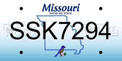 SSK7294 Missouri License Plate