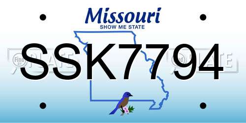 SSK7794 Missouri License Plate