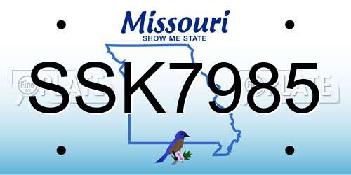 SSK7985 Missouri License Plate