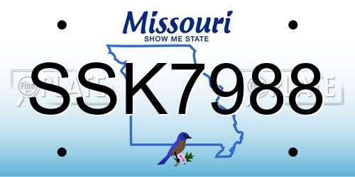 SSK7988 Missouri License Plate