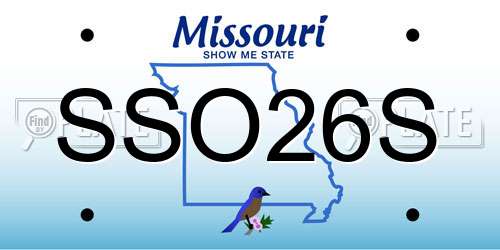 SSO26S Missouri License Plate