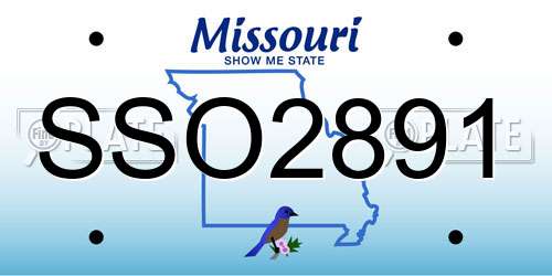 SSO2891 Missouri License Plate