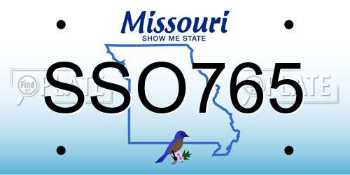SSO765 Missouri License Plate