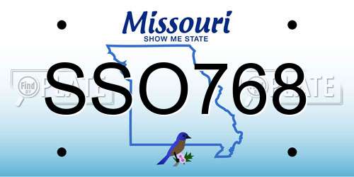 SSO768 Missouri License Plate