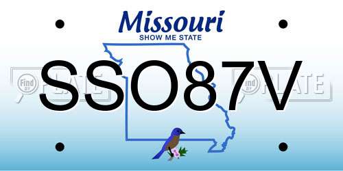 SSO87V Missouri License Plate