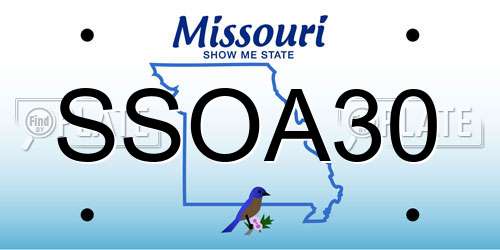 SSOA30 Missouri License Plate