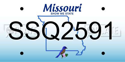 SSQ2591 Missouri License Plate