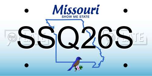 SSQ26S Missouri License Plate
