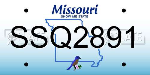 SSQ2891 Missouri License Plate